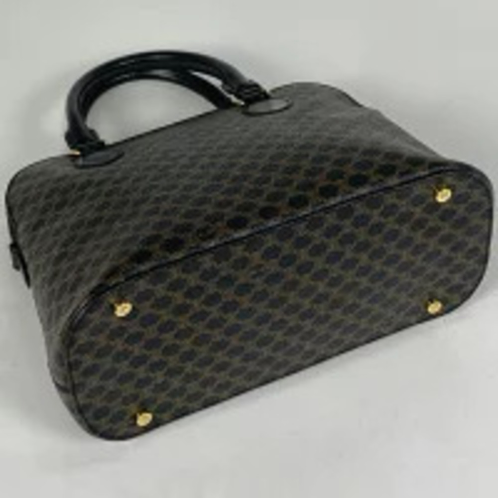 Celine Canvas 2way Brown Macadam Black Shoulder Bag Brown Black